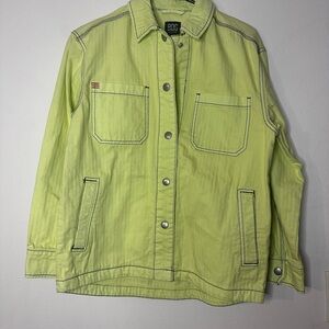 BDG Women Light Green Snap Jacket XS Collared Pockets Relaxed Fit